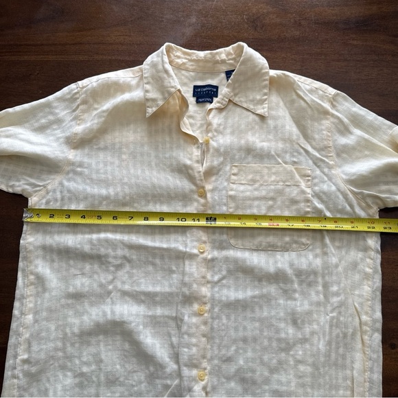 Liz Claiborne Lizsport Womens M 100% Irish Linen Button-Up Shirt Creamy Yellow - Picture 9 of 9